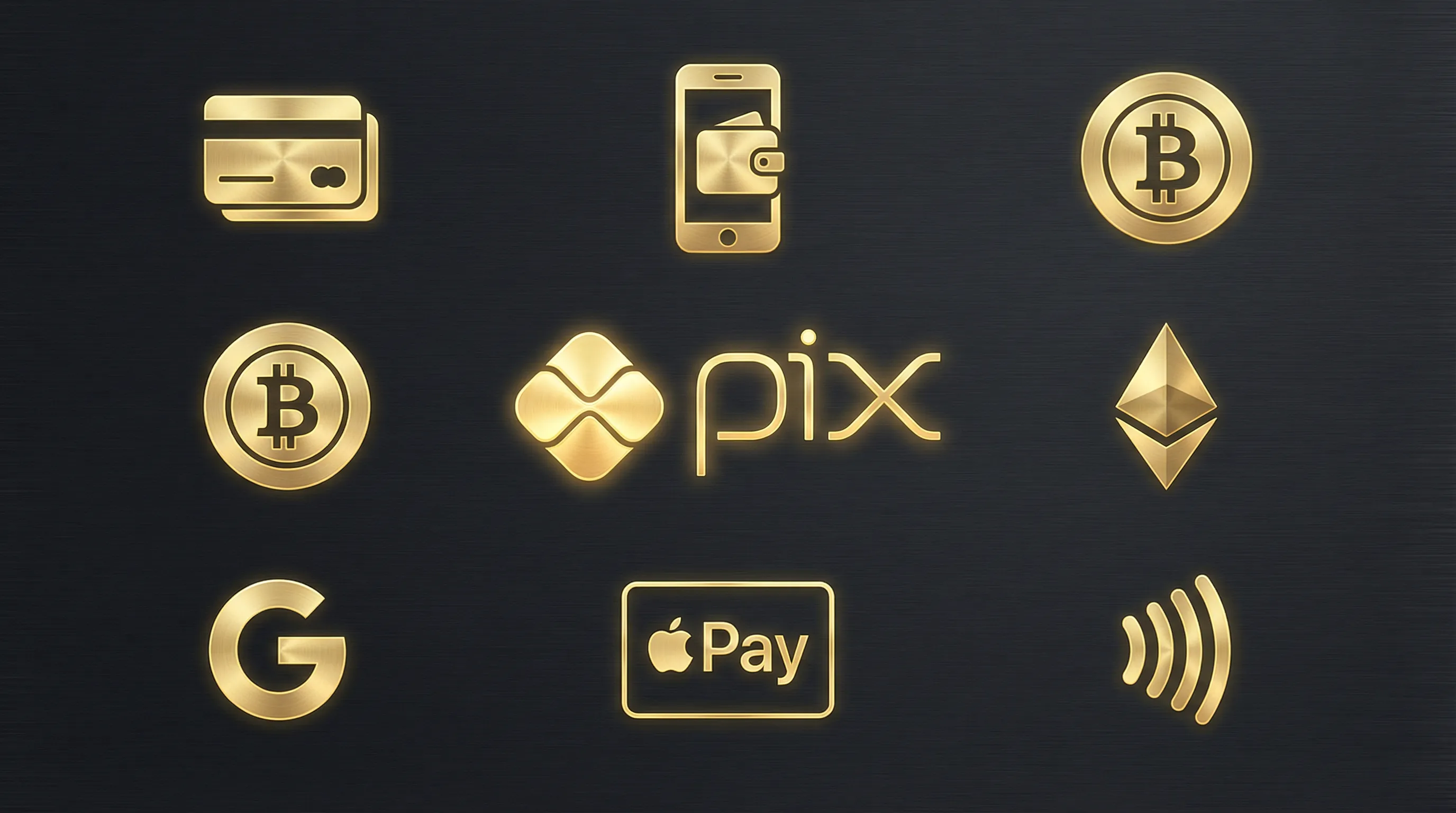 Métodos de pagamento PIX cartão criptomoedas